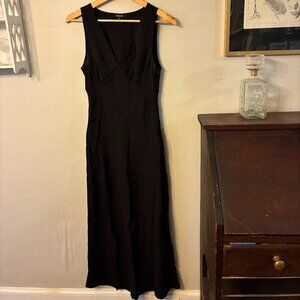 Black Madewell V Neck Midi Dress